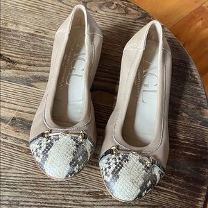 AGL leather Taupe and Snakeskin Flats